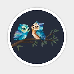 Couple of Owls in Love at Night Magnet